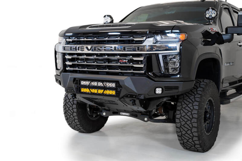 Chevrolet 3500 Front Bumper - Addictive Desert Designs - Bomber - Hammer Black with Satin Black Panels - `20-`27